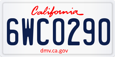 CA license plate 6WCO290