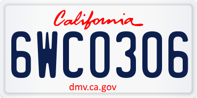 CA license plate 6WCO306