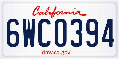 CA license plate 6WCO394