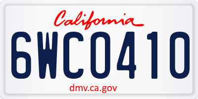 CA license plate 6WCO410