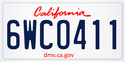 CA license plate 6WCO411