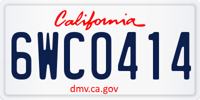 CA license plate 6WCO414