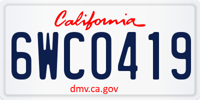 CA license plate 6WCO419