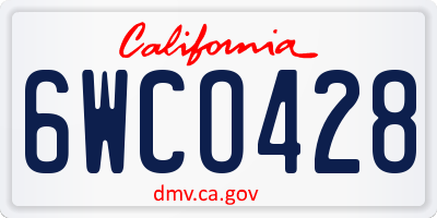 CA license plate 6WCO428