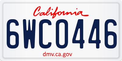 CA license plate 6WCO446