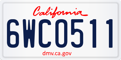 CA license plate 6WCO511