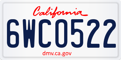 CA license plate 6WCO522