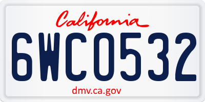 CA license plate 6WCO532