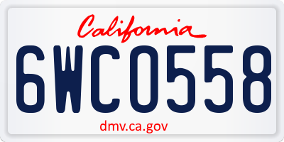 CA license plate 6WCO558
