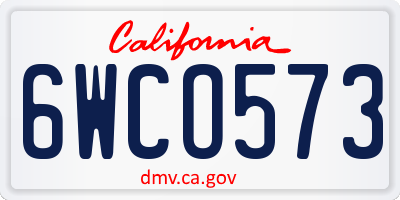 CA license plate 6WCO573