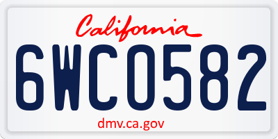 CA license plate 6WCO582