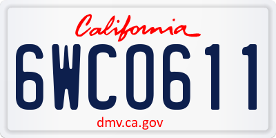 CA license plate 6WCO611