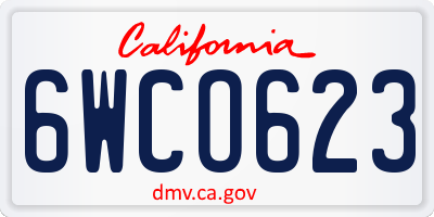 CA license plate 6WCO623