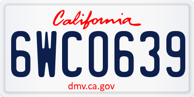 CA license plate 6WCO639
