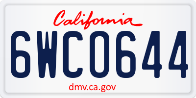 CA license plate 6WCO644