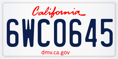 CA license plate 6WCO645