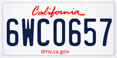 CA license plate 6WCO657