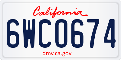 CA license plate 6WCO674