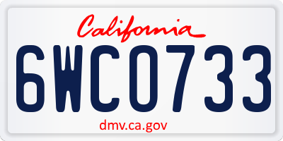CA license plate 6WCO733