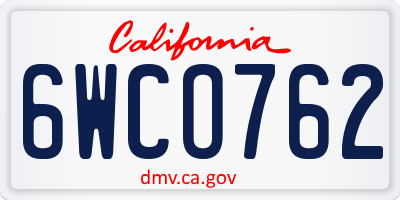 CA license plate 6WCO762