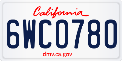 CA license plate 6WCO780
