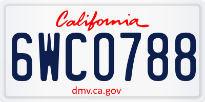 CA license plate 6WCO788