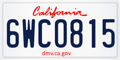 CA license plate 6WCO815