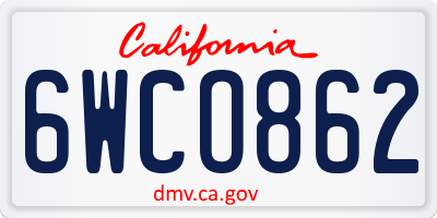 CA license plate 6WCO862