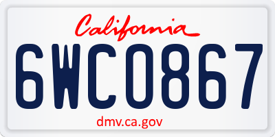CA license plate 6WCO867