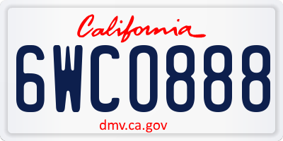 CA license plate 6WCO888