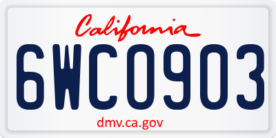CA license plate 6WCO903