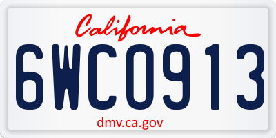 CA license plate 6WCO913