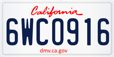 CA license plate 6WCO916