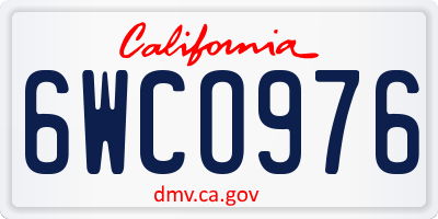 CA license plate 6WCO976