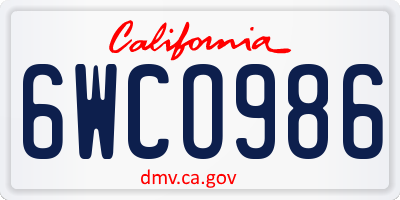 CA license plate 6WCO986