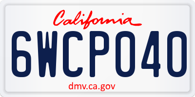 CA license plate 6WCP040