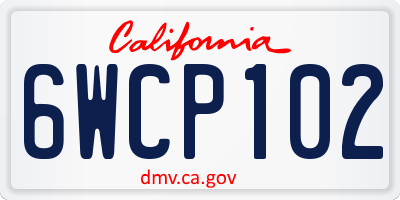CA license plate 6WCP102