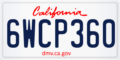 CA license plate 6WCP360