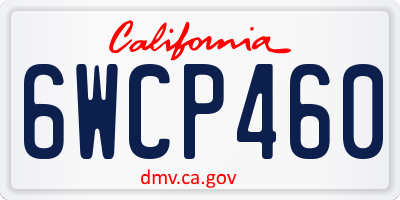 CA license plate 6WCP460