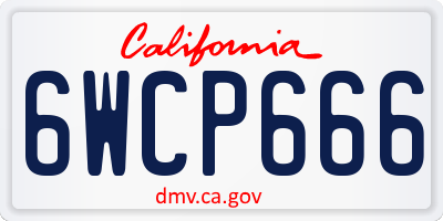 CA license plate 6WCP666