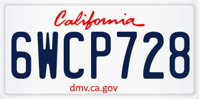 CA license plate 6WCP728