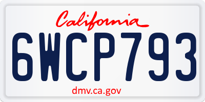 CA license plate 6WCP793