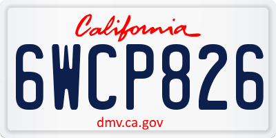 CA license plate 6WCP826