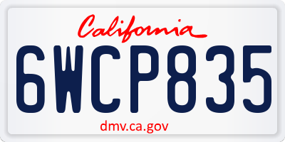 CA license plate 6WCP835