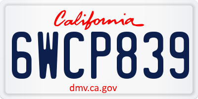 CA license plate 6WCP839