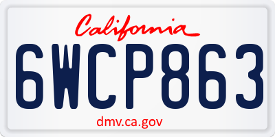 CA license plate 6WCP863