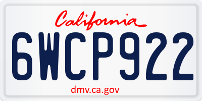 CA license plate 6WCP922