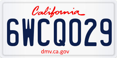 CA license plate 6WCQ029