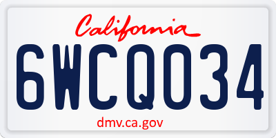 CA license plate 6WCQ034