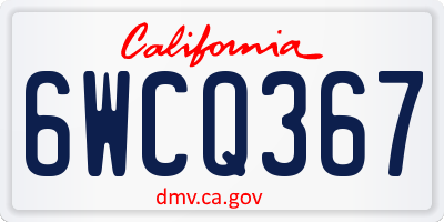 CA license plate 6WCQ367